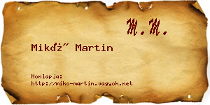 Mikó Martin névjegykártya